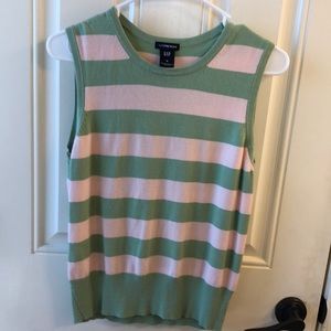 Gap sleeveless sweater shell pink and green stripe